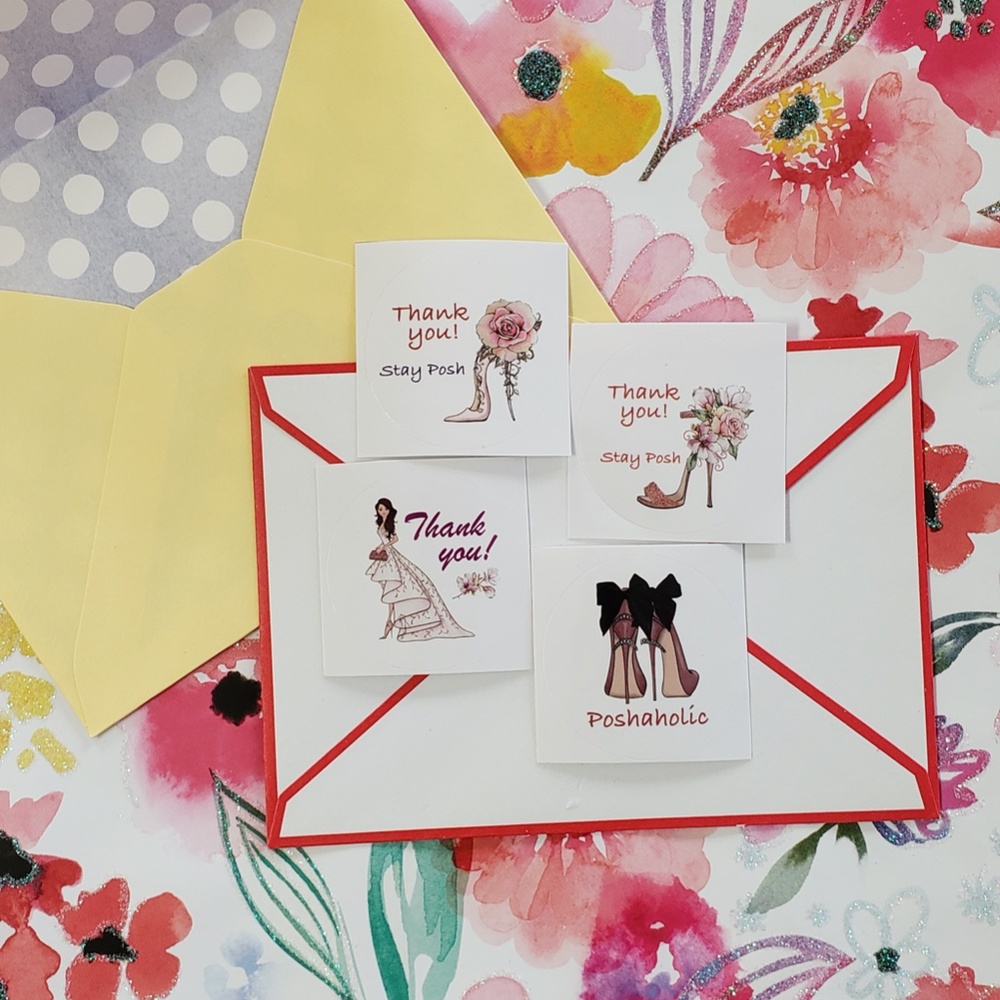 x72 Posh Love Thank you Fashion Girls Stickers Thank You Posh Stickers Seals